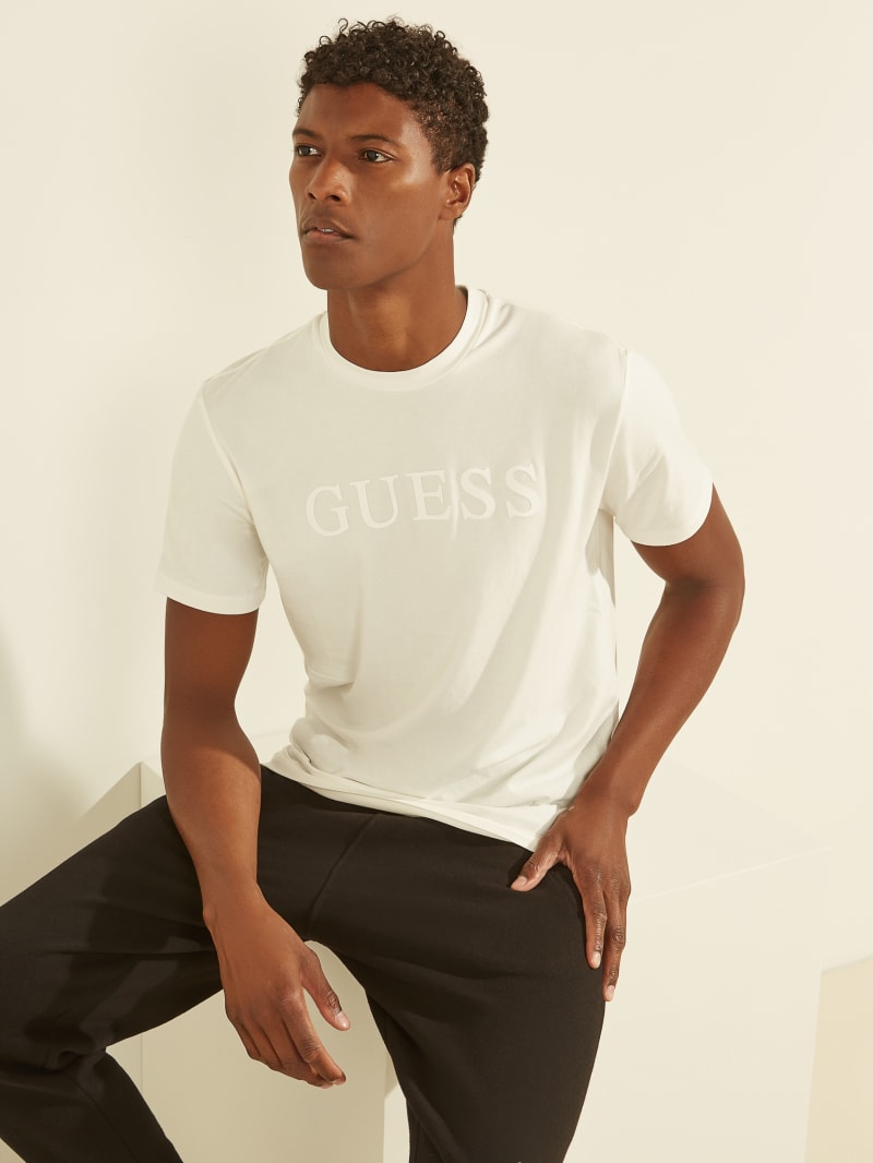 Beige Men's Guess Eco Alphy Tee T Shirts | 5689027-GW