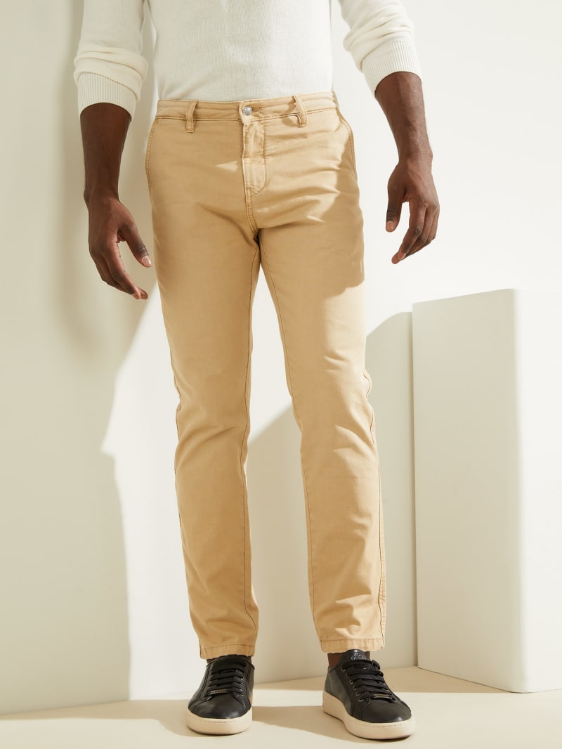 Beige Men's Guess Maxs Pants | 2475839-QW