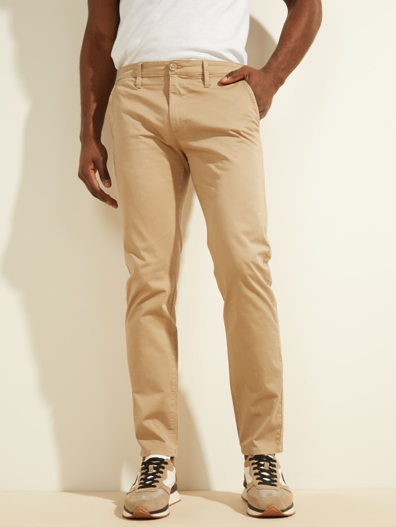 Beige Men's Guess Toro Twill Chinos Pants | 1257986-QT