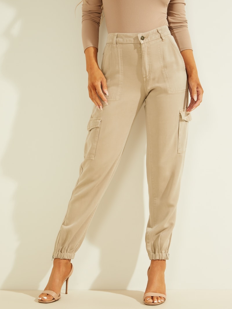 Beige Women's Guess Bowie Chino Cargos Pants | 9371852-IU