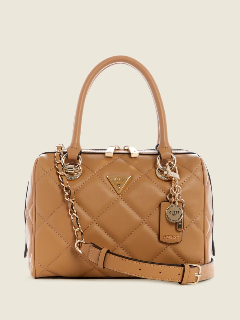 Beige Women's Guess Cessily Box Satchel Bags | 3198274-JL