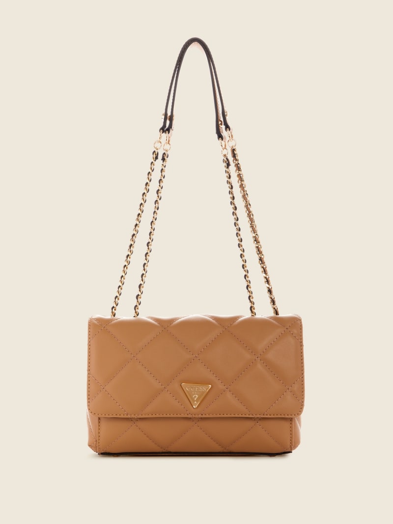 Beige Women's Guess Cessily Quilted Convertible Crossbody Bags | 1097243-YJ