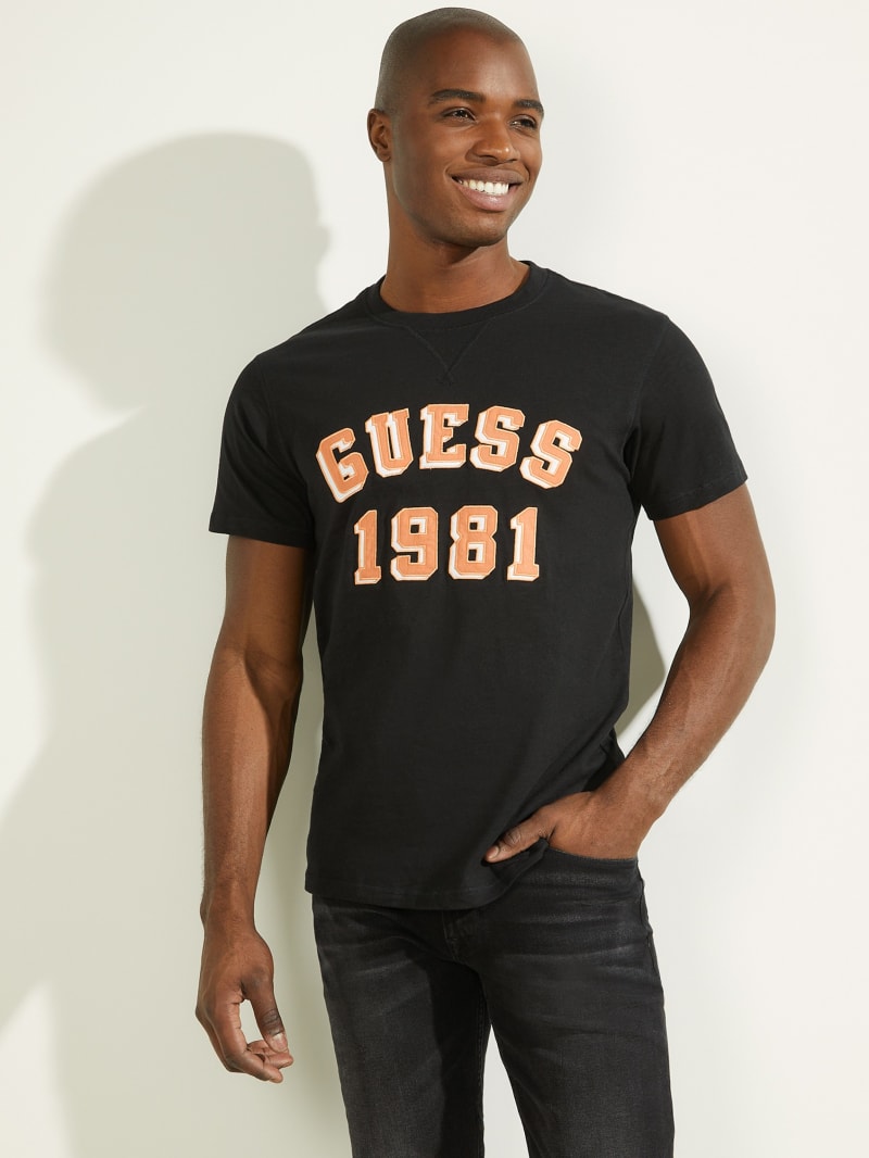 Black Men's Guess Academy Tee T Shirts | 2907654-EF