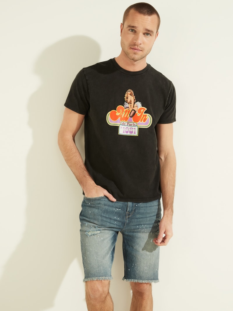 Black Men's Guess All In Tee T Shirts | 0349718-ZO