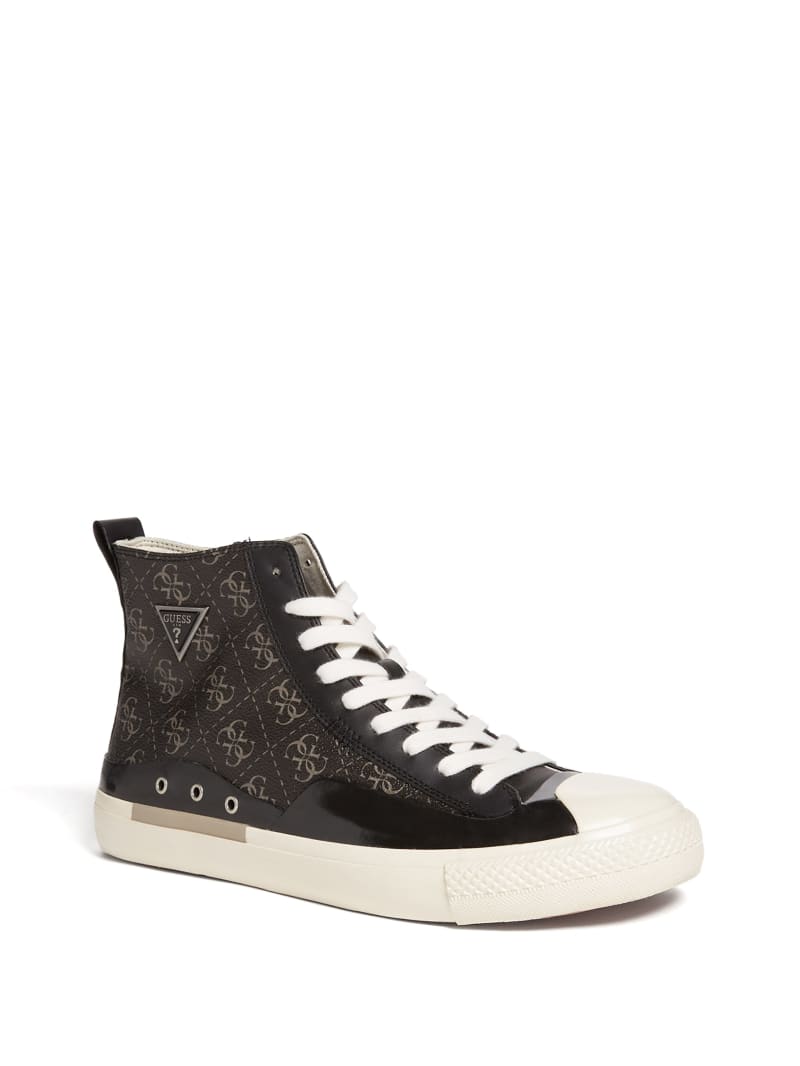 Black Men's Guess Aviano High-Top Logo Sneakers | 6058493-ME