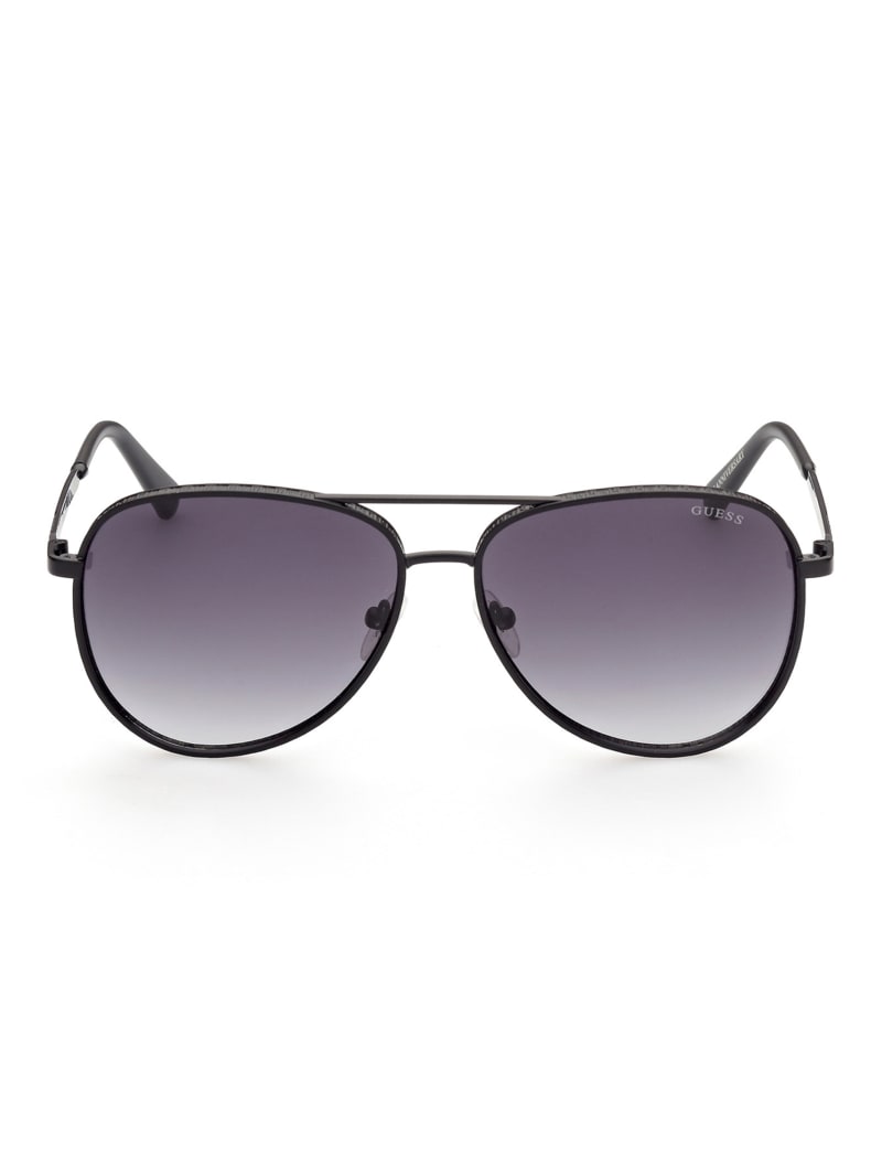 Black Men's Guess Aviator Sunglasses | 2058467-DS