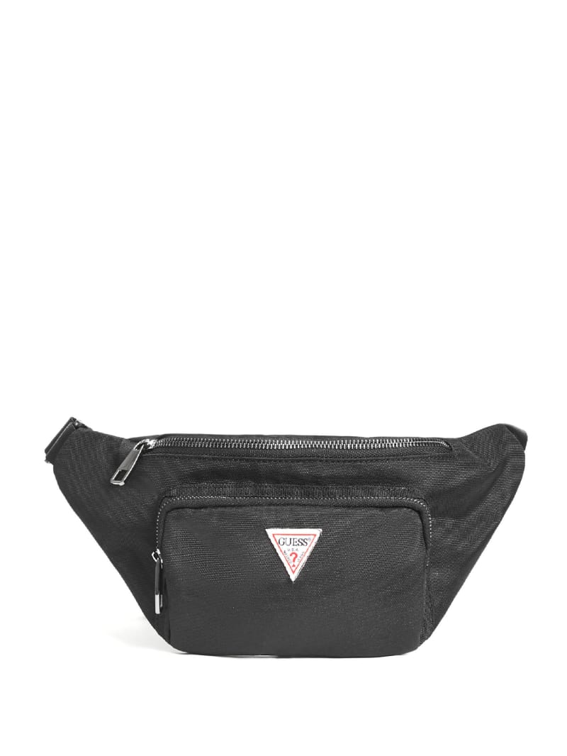 Black Men's Guess Canvas Fanny Pack Bags | 9521064-QJ