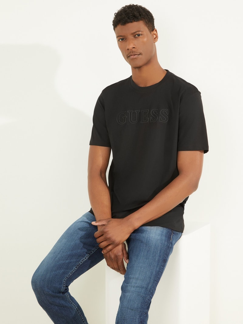 Black Men's Guess Eco Alphy Tee T Shirts | 1706352-LP