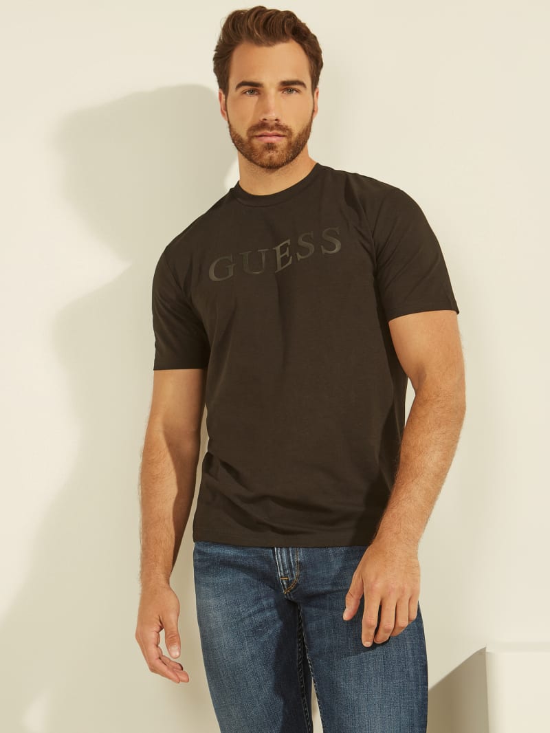 Black Men's Guess Eco Alphy Tee T Shirts | 3510426-NE