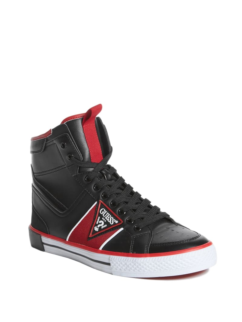 Black Men's Guess Maeno Triangle Logo High-Top Sneakers | 4610298-FH