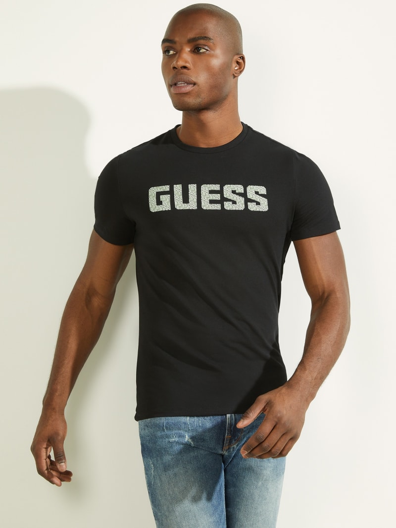 Black Men's Guess Magick Logo Tee T Shirts | 8617503-RZ