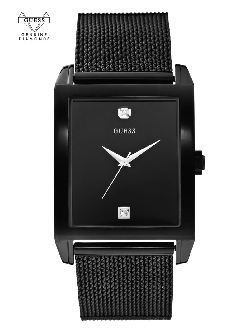 Black Men's Guess Mesh Diamond Analog Watches | 1372904-ZD