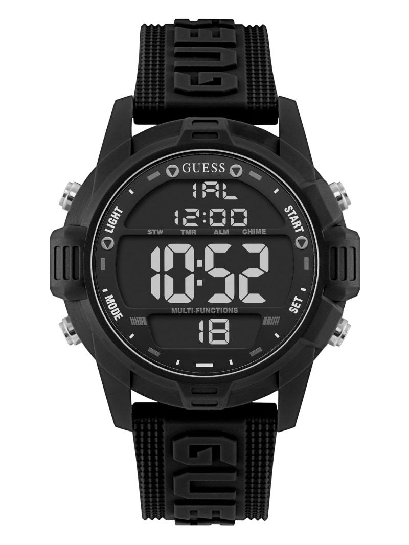 Black Men's Guess Oversized Silicone Analog and Digital Watches | 9136485-CN