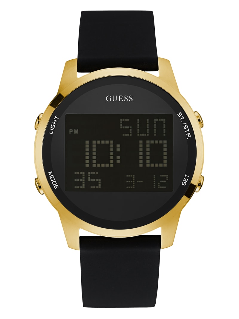 Black Men's Guess and Gold-Tone Digital Chronograph Watches | 9317852-WE