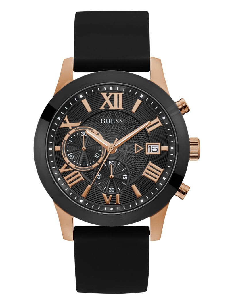 Black Men's Guess and Rose Gold-Tone Multifunction Watches | 3251694-GP