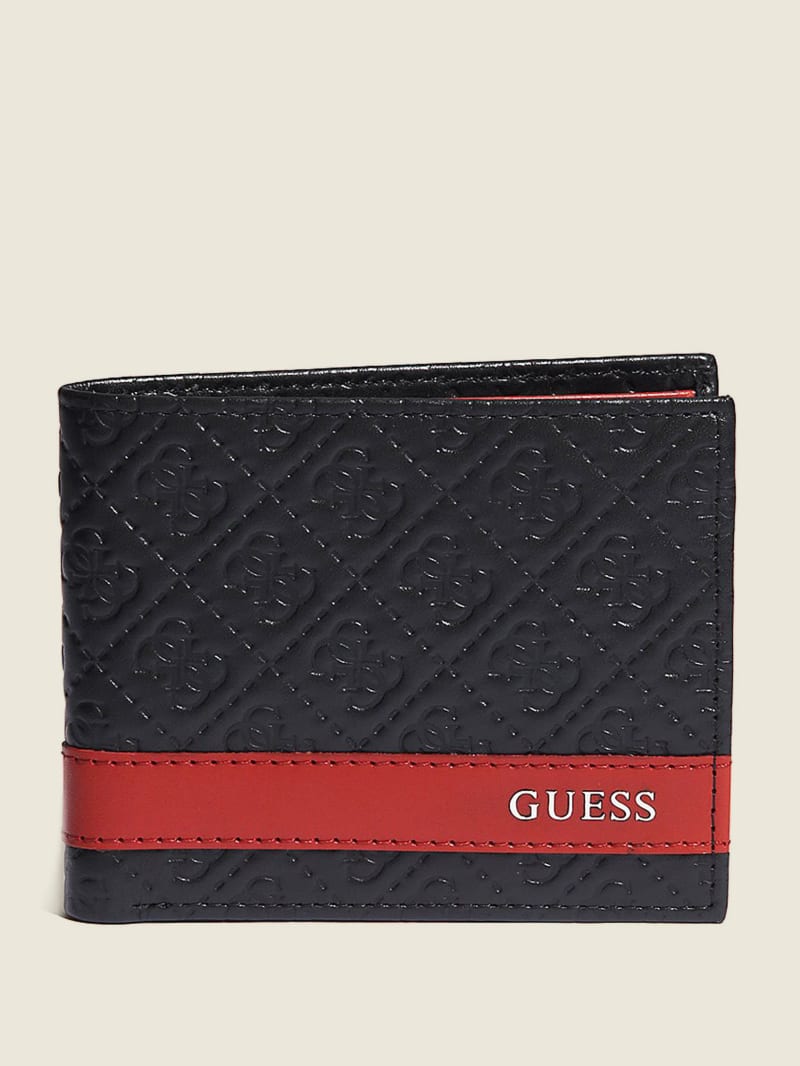 Black / Red Men's Guess Mesa Double Billfold Bags | 7830915-OJ