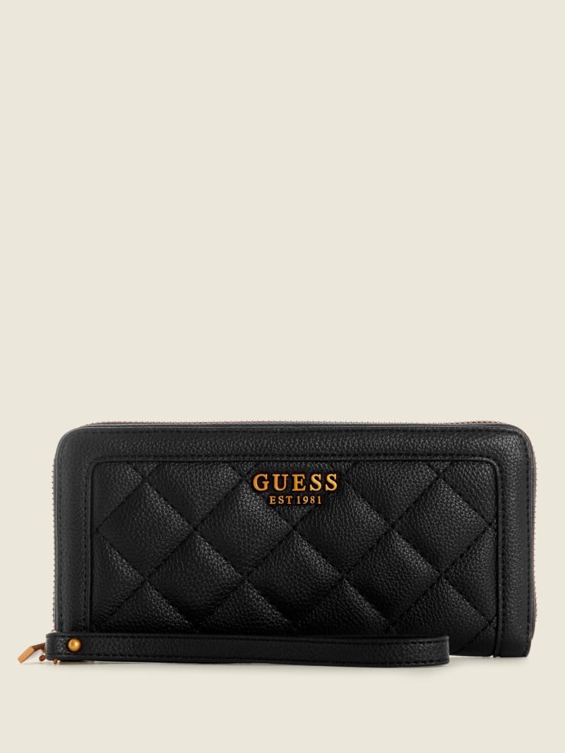 Black Women's Guess Abey Large Zip-Around Wallets | 3752948-ZI