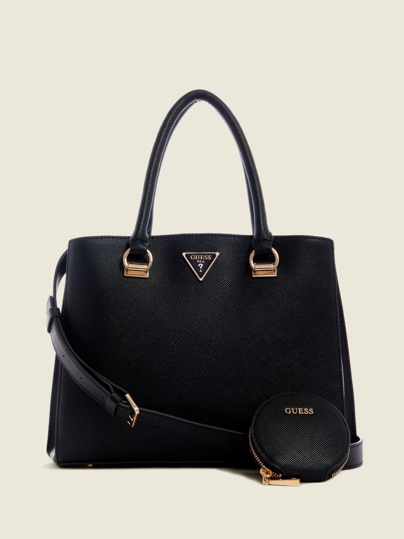 Black Women's Guess Alexie Girlfriend Satchel Bags | 1302756-LS