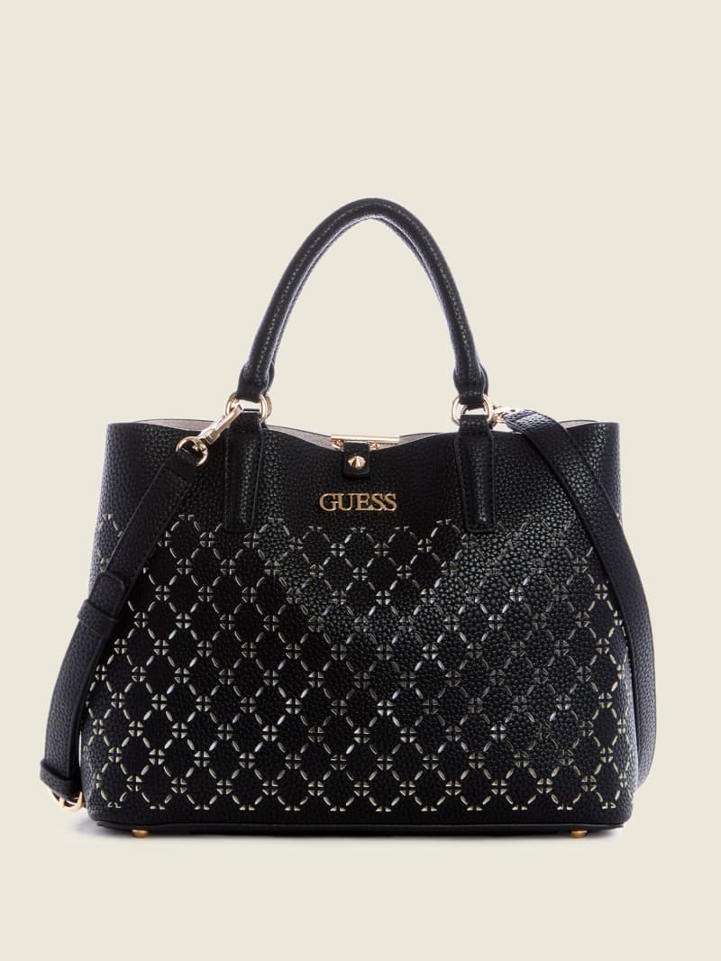 Black Women's Guess Amara Girlfriend Satchel Bags | 5096214-EH