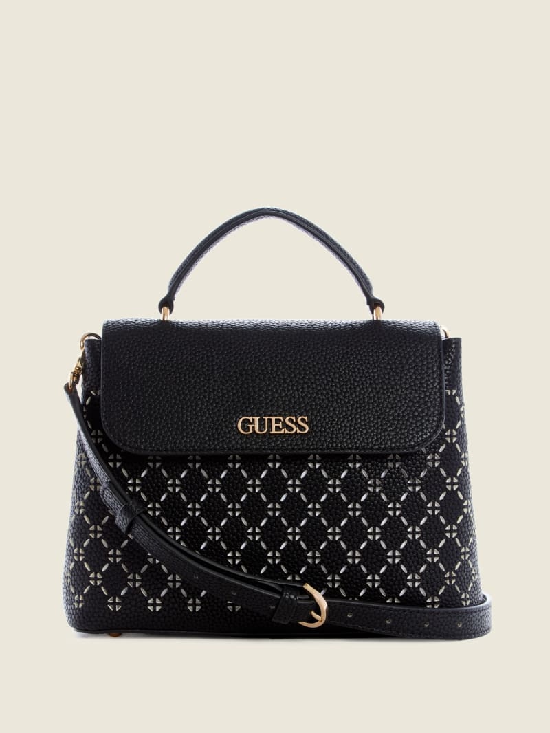 Black Women's Guess Amara Handle Satchel Bags | 7602485-UX