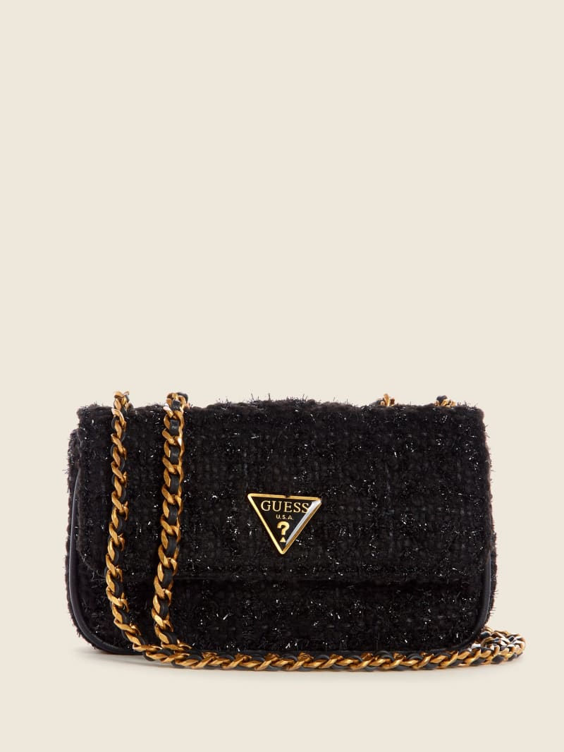 Black Women's Guess Cessily Tweed Convertible Mini Bag | 8651372-QZ