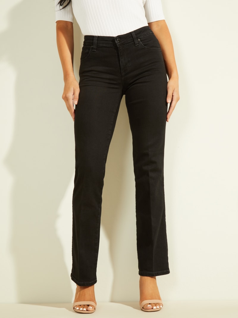 Black Women's Guess Eco Mid-Rise Sexy Straight Leg Pants | 7495162-LX