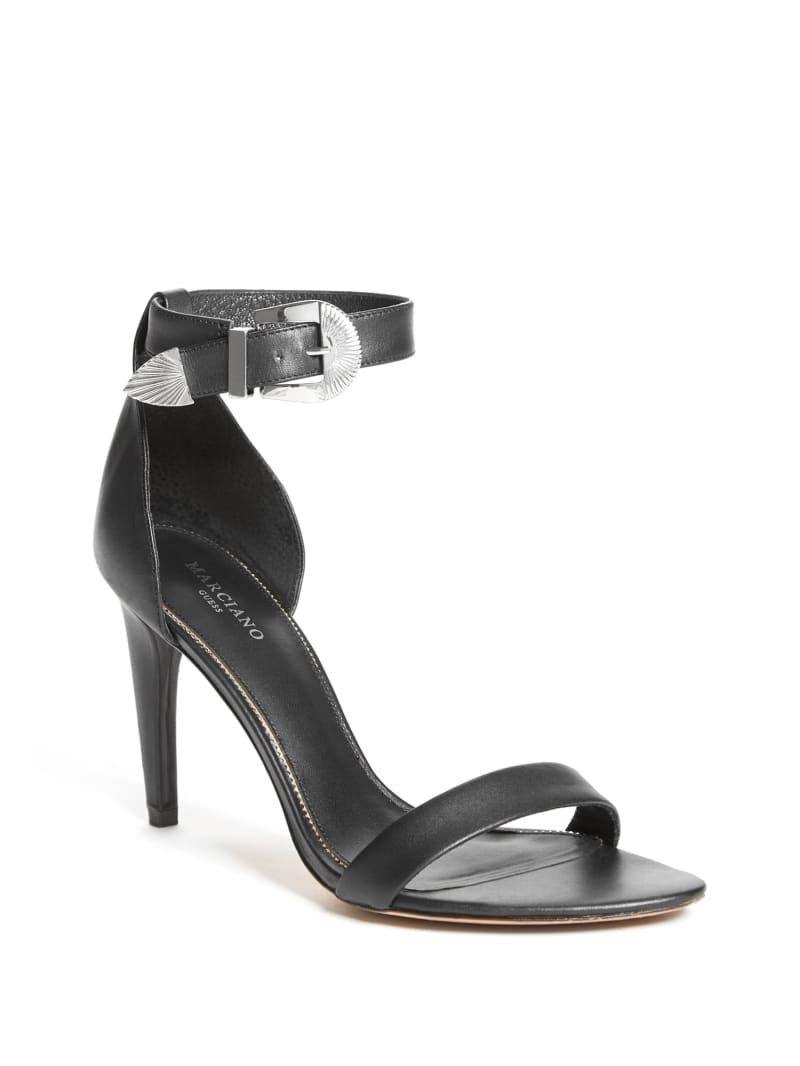 Black Women's Guess Elin Buckle Sandals | 8702365-VT