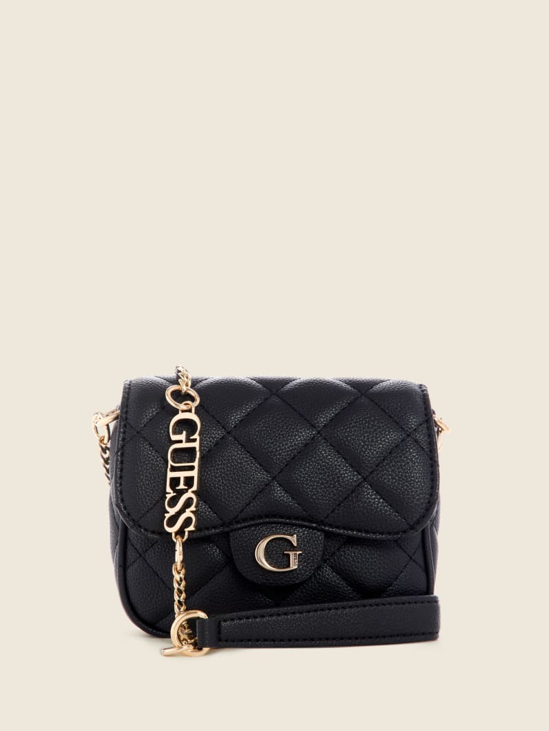 Black Women's Guess Gillian Quilted Flap Crossbody Bags | 6107548-YT