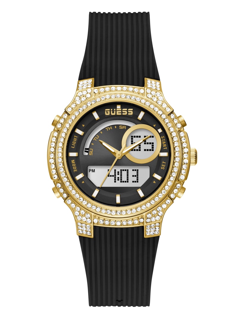 Black Women's Guess Gold-Tone and Digital Multifunction Watches | 1326840-YN