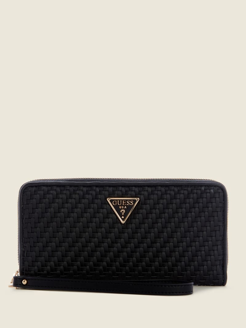 Black Women's Guess Hassie Large Zip-Around Wallets | 8426593-SX