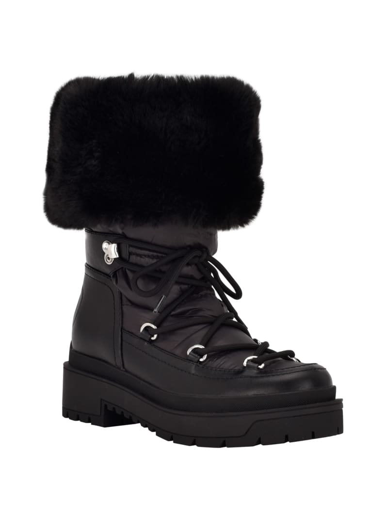 Black Women's Guess Larya Faux-Fur Snow Boots | 0958614-RD