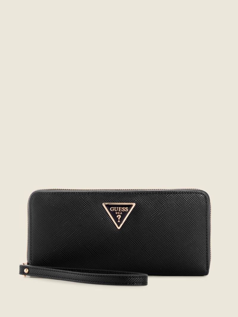 Black Women's Guess Laurel Large Zip-Around Wallets | 8763925-FU