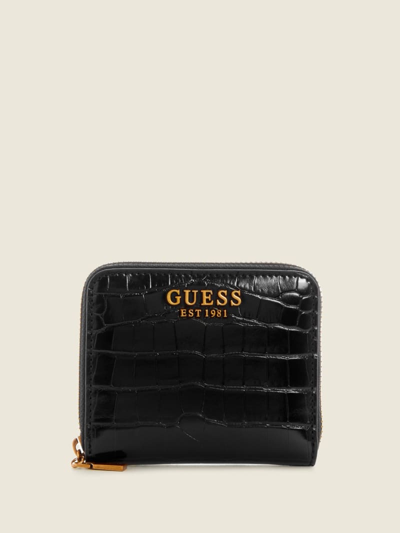 Black Women's Guess Laurel Small Zip-Around Wallets | 5089643-KN