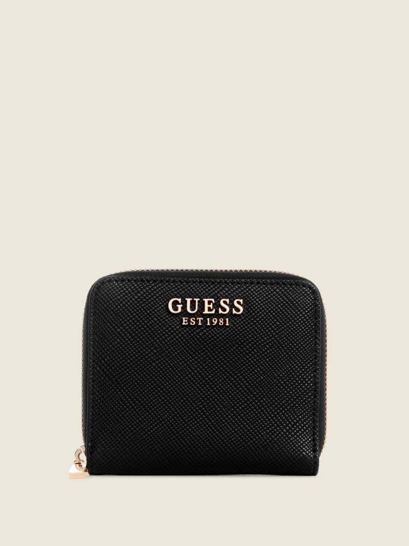 Black Women's Guess Laurel Small Zip-Around Wallets | 6213495-CN