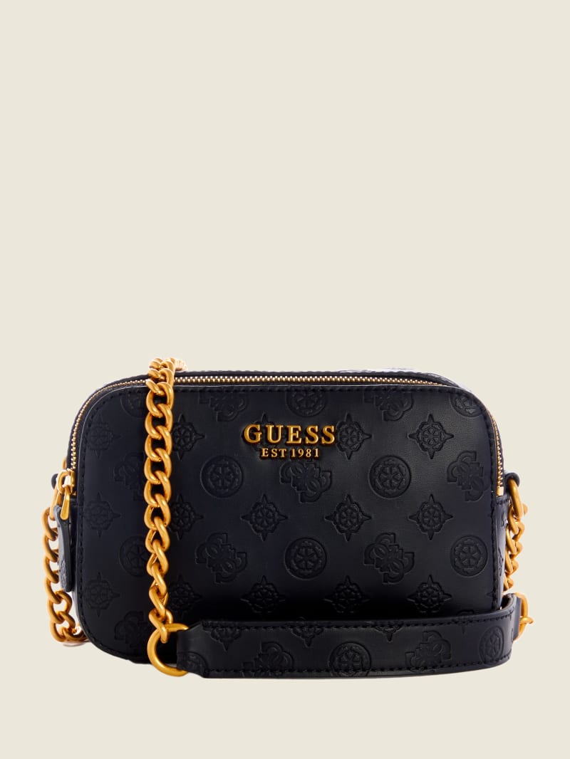 Black Women's Guess Noelle Logo Camera Crossbody Bags | 4129563-VK