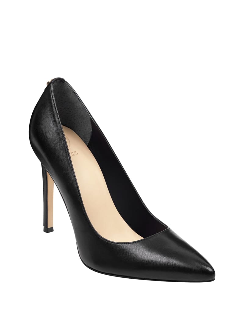 Black Women's Guess Pointed Faux-Leathers Heels | 1230865-JM