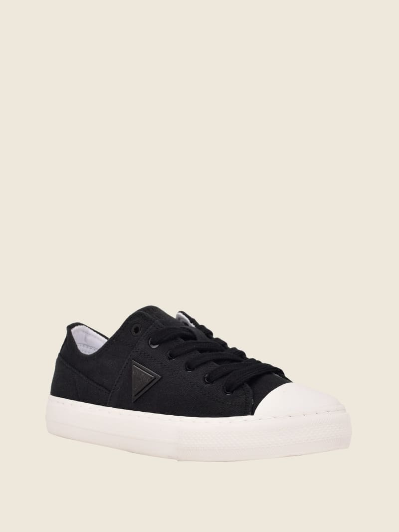 Black Women's Guess Pranze Low-Top Canvas Sneakers | 6297138-TX