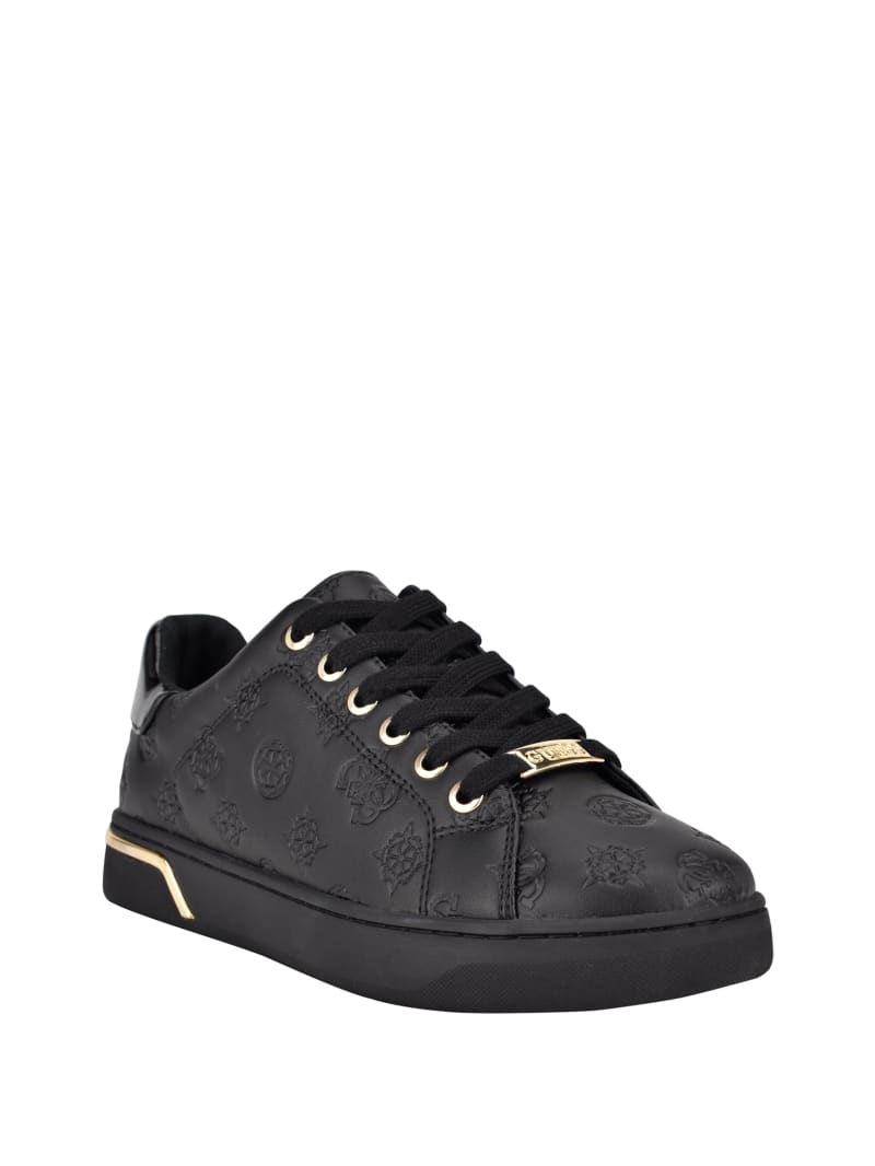 Black Women's Guess Rollin Debossed Low-Top Sneakers | 7086452-CZ