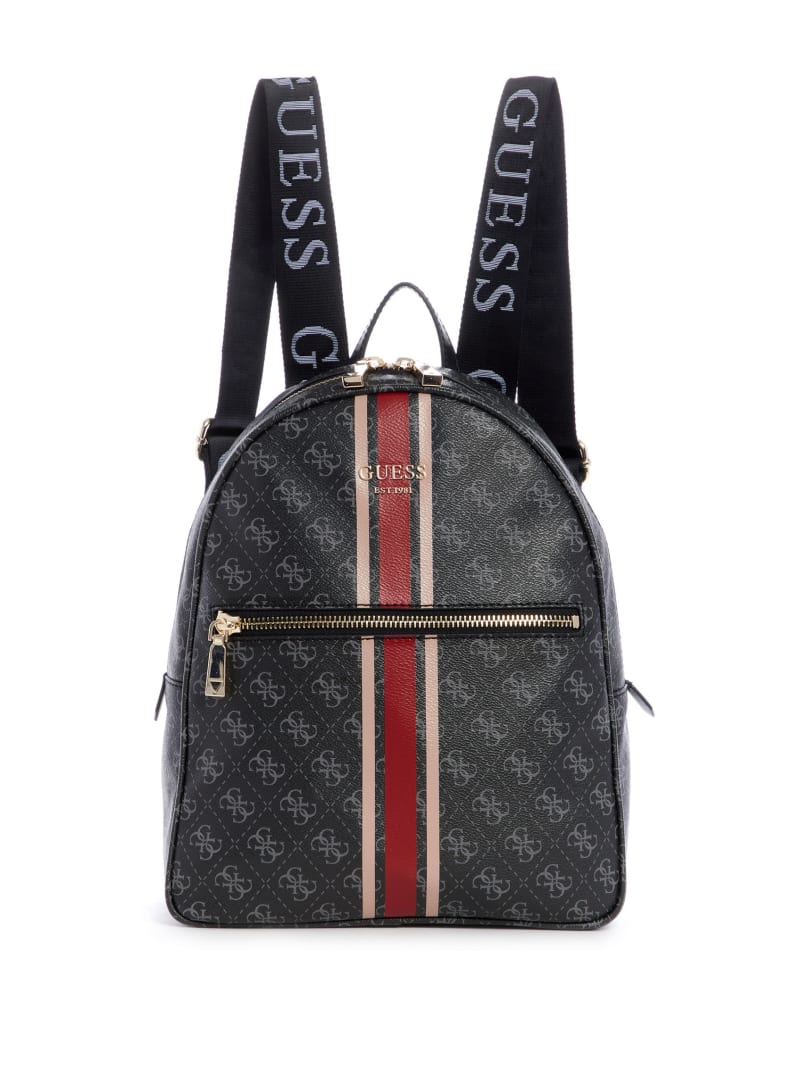 Black Women's Guess Vikky Logo Printed Backpacks | 7124863-WF