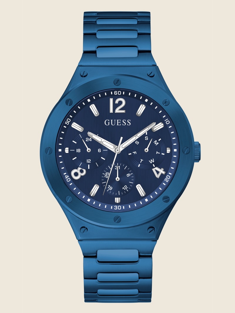 Blue Men's Guess Blue Multifunction Watches | 7639412-DI