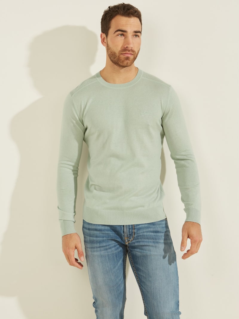 Blue Men's Guess Norman Silk-Blend Sweaters | 6789342-LQ