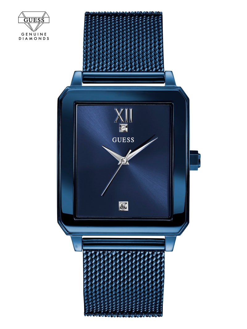 Blue Women's Guess Blue Diamond Rectangular Watches | 5037842-OR