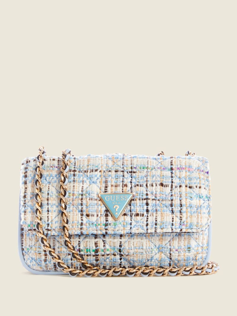 Blue Women's Guess Cessily Tweed Micro Mini Bag | 8217659-CM