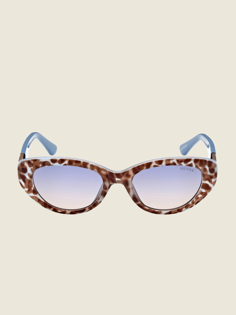 Blue Women's Guess Colored Plastic Cat-Eye Sunglasses | 9450213-FK