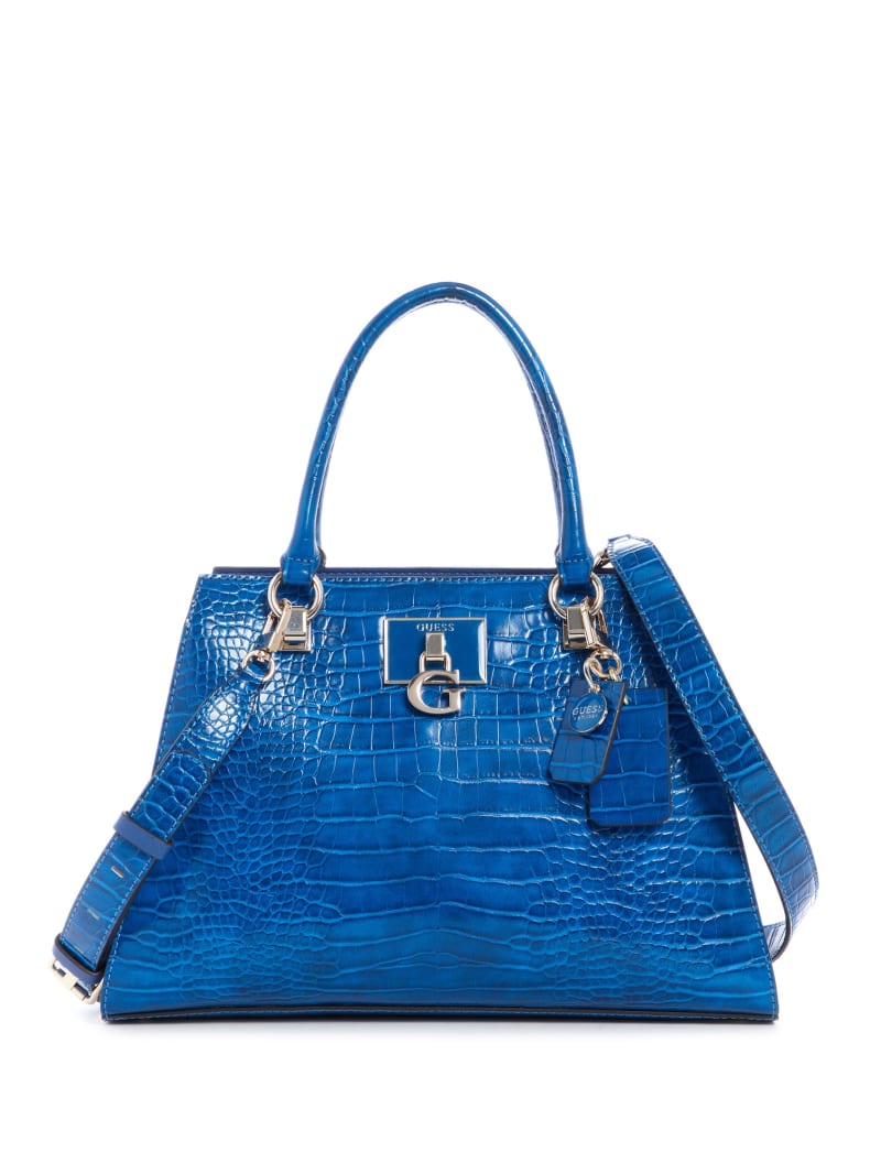 Blue Women's Guess Stephi Girlfriend Satchel Bags | 7309682-EB