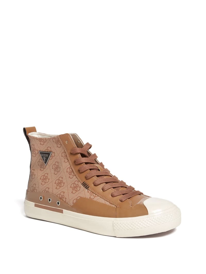 Brown Men's Guess Aviano High-Top Logo Sneakers | 9605321-BK