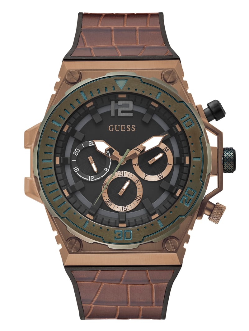 Brown Men's Guess Coffee-Tone and Olive Multifunction Watches | 4735268-AR