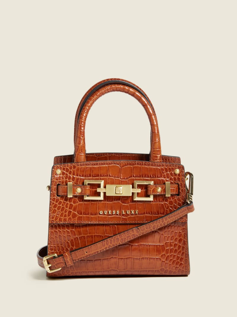 Brown Women's Guess Cristina Leather Satchel Bags | 0961827-ND