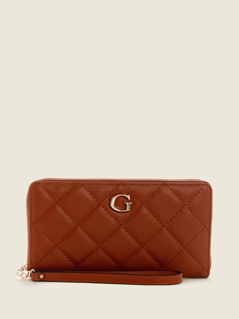 Brown Women's Guess Gillian Check Organizer Wallets | 8754931-DU