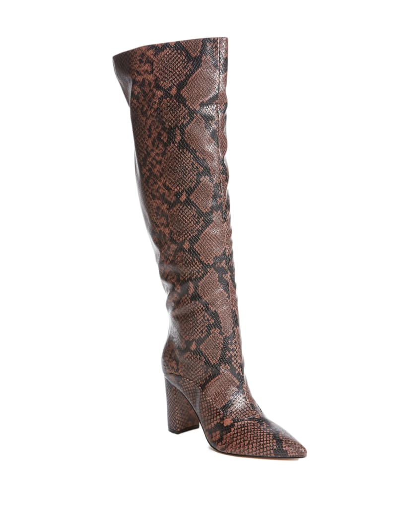 Brown Women's Guess Ladie Snake Boots | 9720185-QY